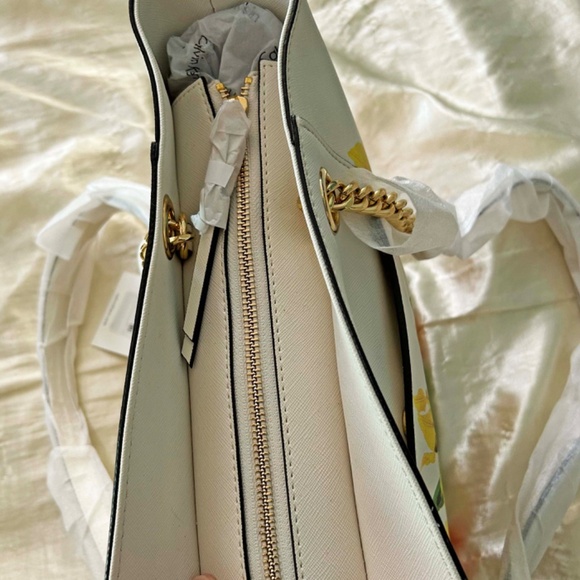 CALVIN KLEIN SHOULDER BAG, LEATHER, MULTICOLOUR FLORAL, CHAIN & LEATHER SHOULDER - Picture 7 of 14